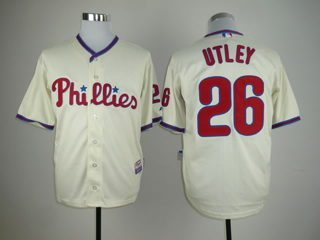 Men Philadelphia Phillies #26 Utley Cream MLB Jerseys